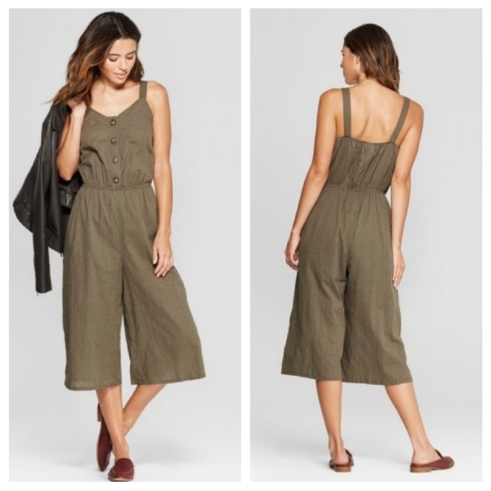 Linen Olive Green Playsuit